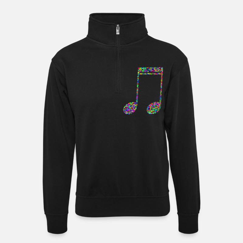 Musiknote - Unisex Pullover mit Zip-Kragen - Schwarz