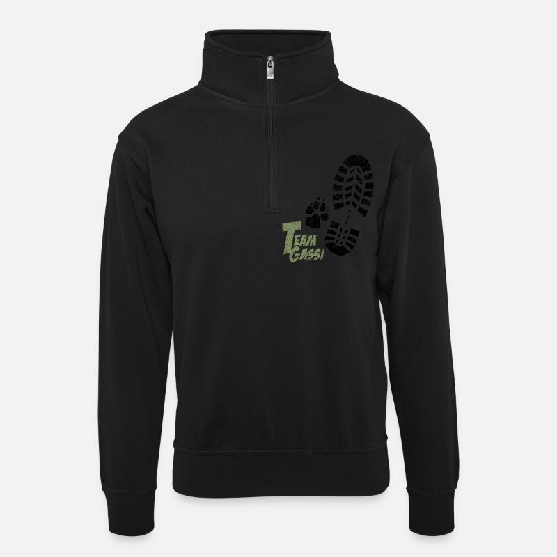 Fussabdruecke gruen - Unisex Pullover mit Zip-Kragen - Schwarz