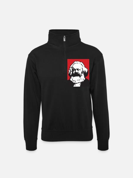 Karl Marx - Unisex sweater with zip collar - black
