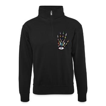 Une autre main - Sweat col montant zippé unisexe - noir - Devant
