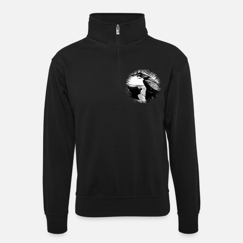 Motorroller - Unisex Pullover mit Zip-Kragen - Schwarz