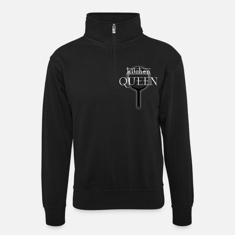 Kitchen Queen - Unisex sweater with zip collar - black