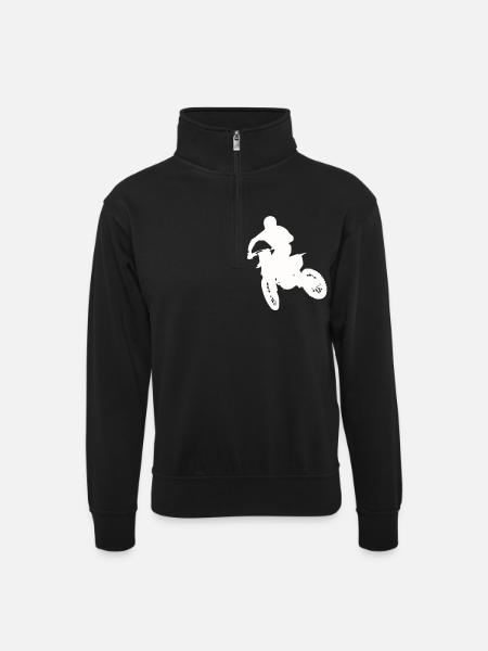 motocross - Unisex sweater with zip collar - black