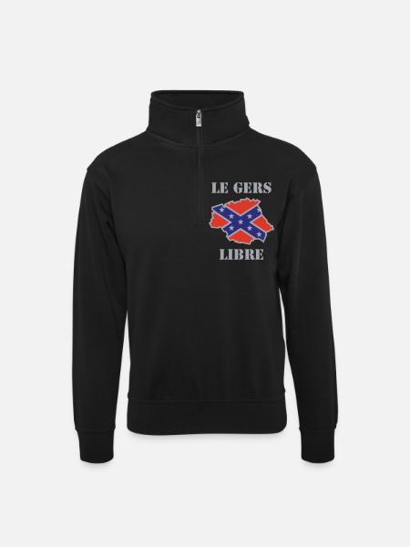 gerslibre - Sweat col montant zippé unisexe - noir