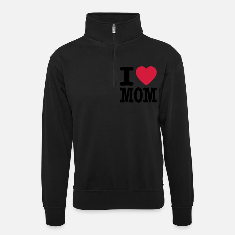i love mom EN - Unisex sweater with zip collar - black