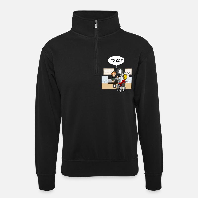 To go? - Unisex Pullover mit Zip-Kragen - Schwarz