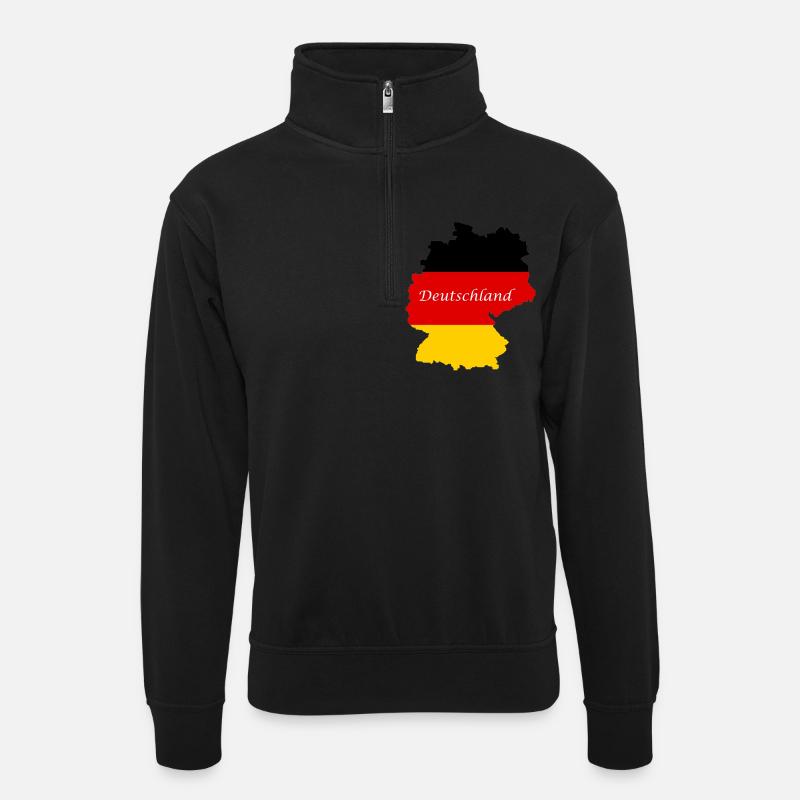 Deutschland Deutschland - Unisex Pullover mit Zip-Kragen - Schwarz