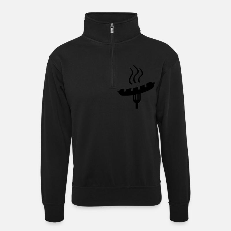 wurst_grill_ak1 - Unisex sweater with zip collar - black