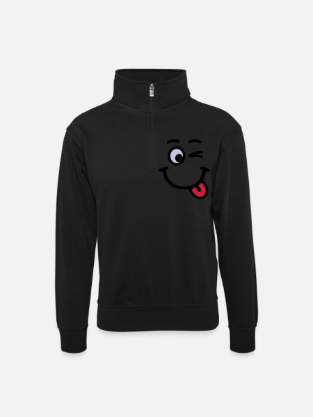 Funny - Unisex sweater with zip collar - black