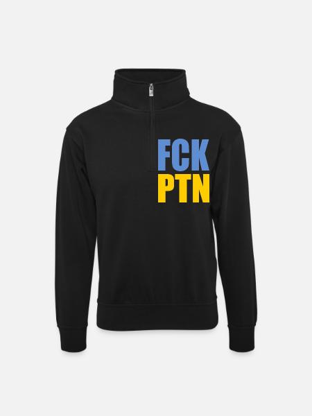 Fck ptn - Unisex sweater with zip collar - black