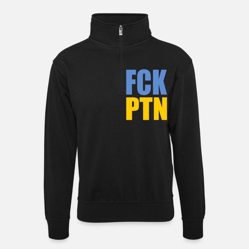 Fck ptn - Sweat col montant zippé unisexe - noir
