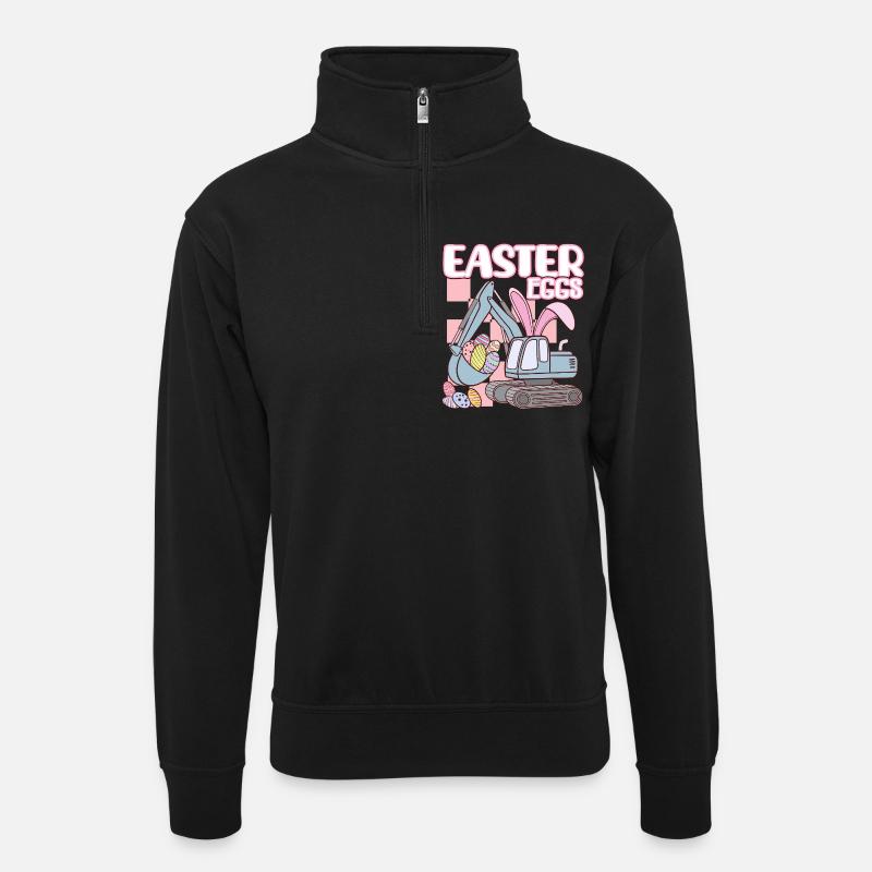 Oeufs de Pâques - Sweat col montant zippé unisexe - noir