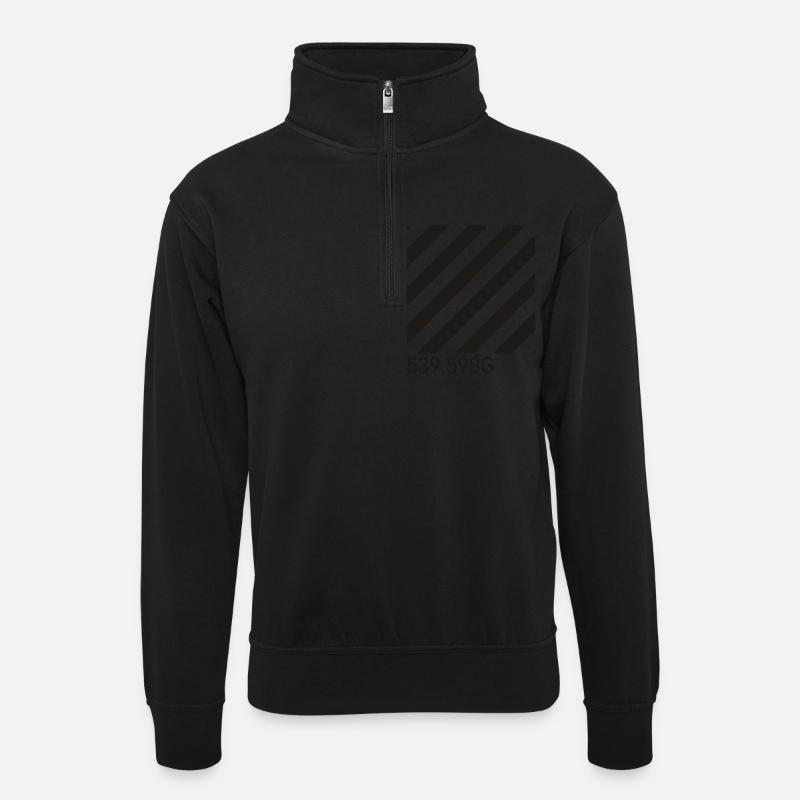 caution - Unisex Pullover mit Zip-Kragen - Schwarz