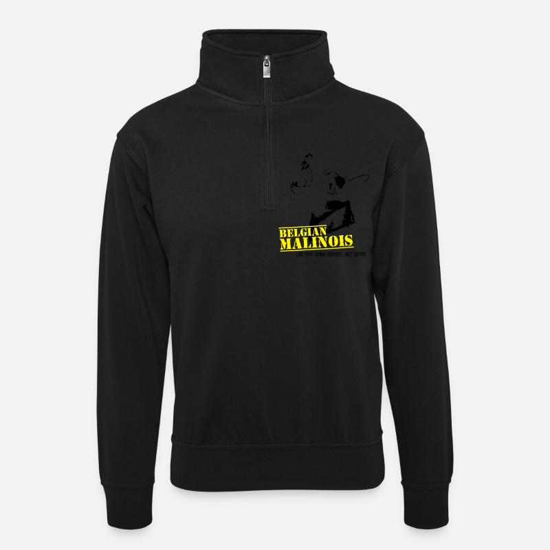 Malinois - Unisex Pullover mit Zip-Kragen - Schwarz