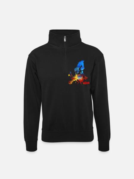 Europe - Unisex sweater with zip collar - black