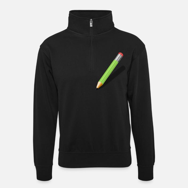 Bleistift - Unisex Pullover mit Zip-Kragen - Schwarz