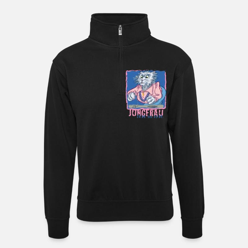 Sternzeichen - Jungfrau - Unisex Pullover mit Zip-Kragen - Schwarz