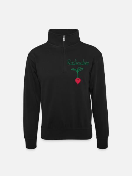 Radieschen 3 - Unisex Pullover mit Zip-Kragen - Schwarz