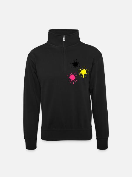 Kunst, Fleck, Paintball - Unisex Pullover mit Zip-Kragen - Schwarz