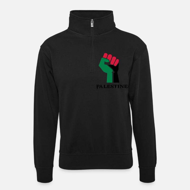 dessin palestinen symbole drapeau palestine - Sweat col montant zippé unisexe - noir