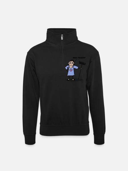 Noch Fragen - Unisex Pullover mit Zip-Kragen - Schwarz