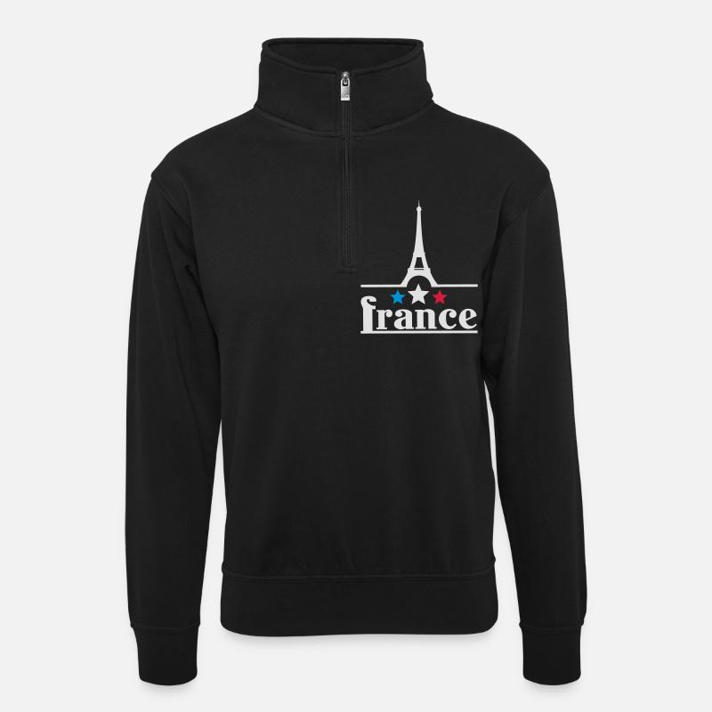 France eiffelturm - Unisex Pullover mit Zip-Kragen - Schwarz