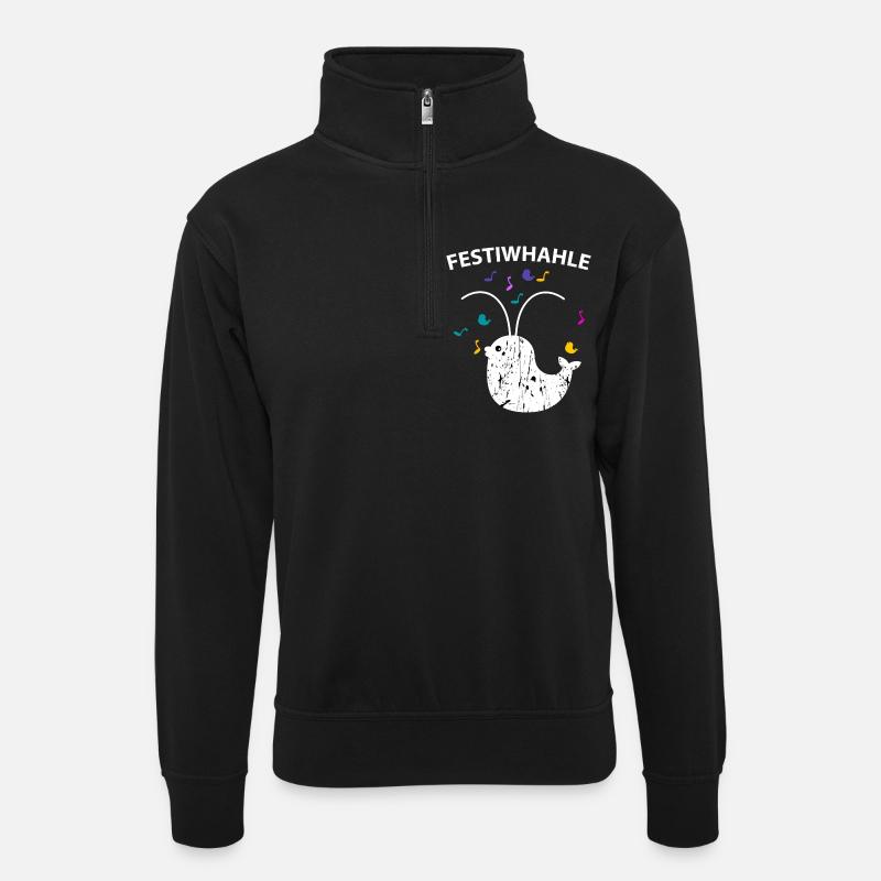 Festiwhale - Unisex sweater with zip collar - black