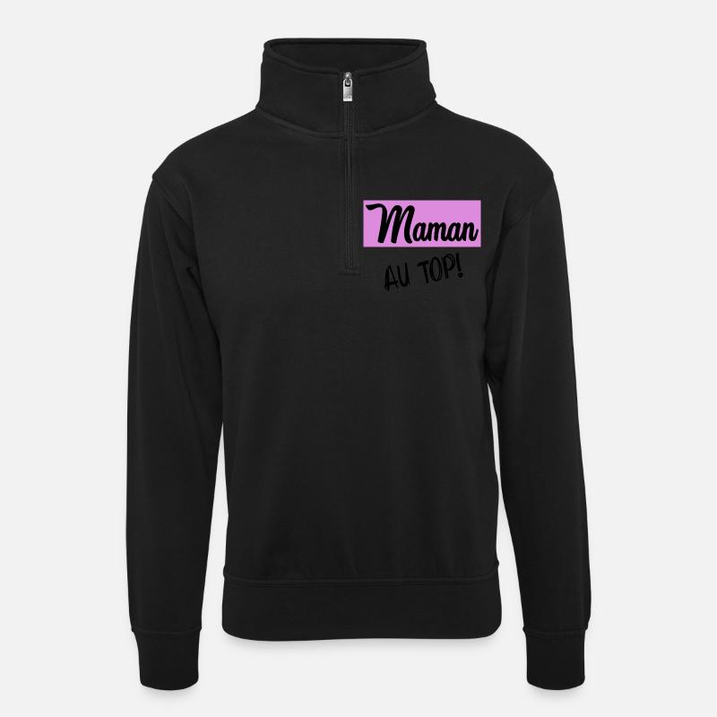 MAMA - Unisex Pullover mit Zip-Kragen - Schwarz