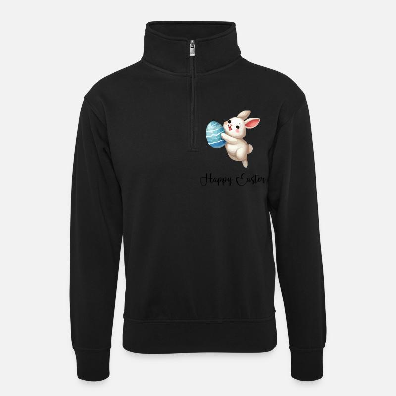 bunny rabbit easter bunny - Unisex sweater with zip collar - black