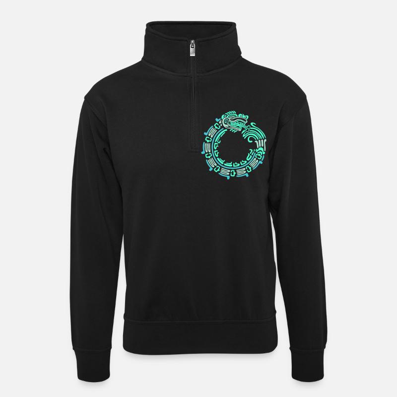 Inka Maya kalender aztec - Unisex Pullover mit Zip-Kragen - Schwarz