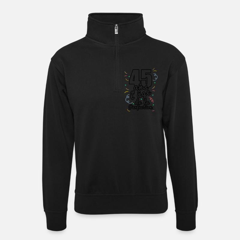 45 ans - Sweat col montant zippé unisexe - noir