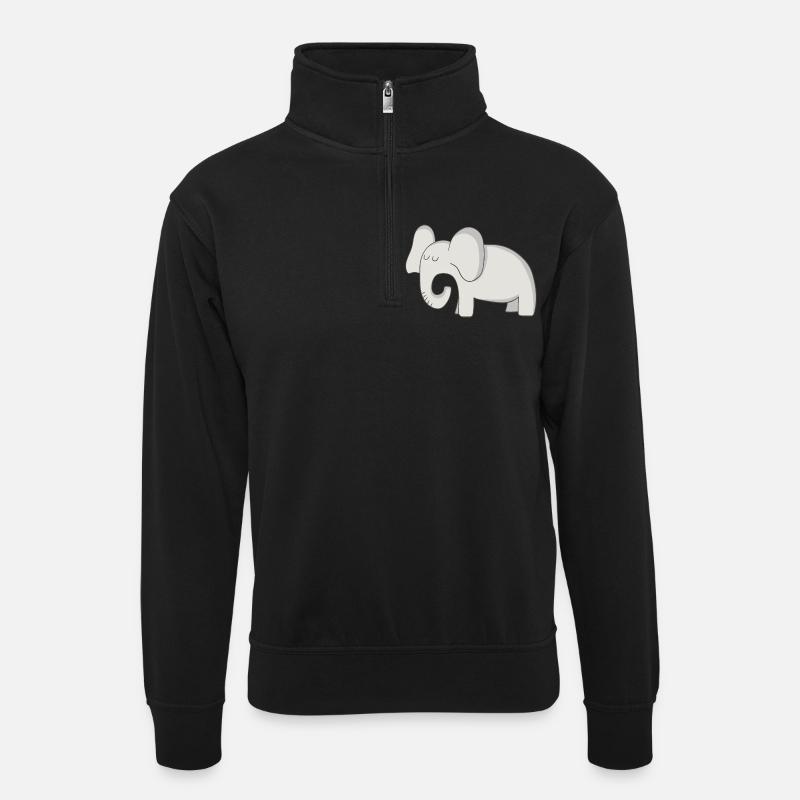 Eléphant - Sweat col montant zippé unisexe - noir
