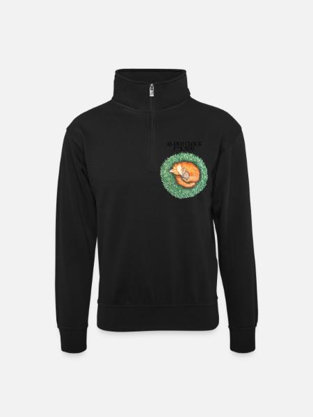 Fox and rabbit sleep peacefully - Unisex sweater with zip collar - black