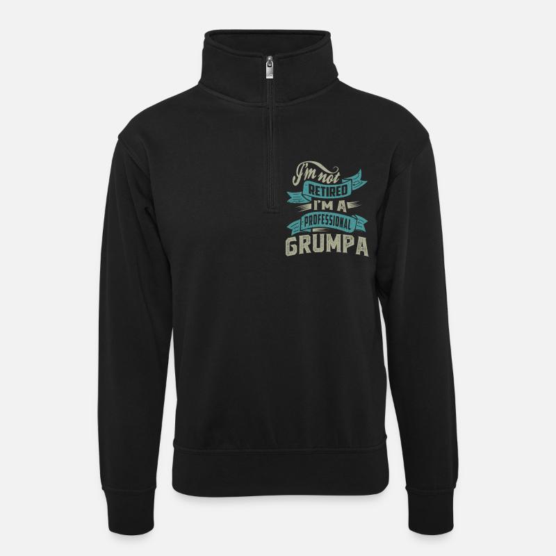 Professional Grumpa - Unisex sweater with zip collar - black