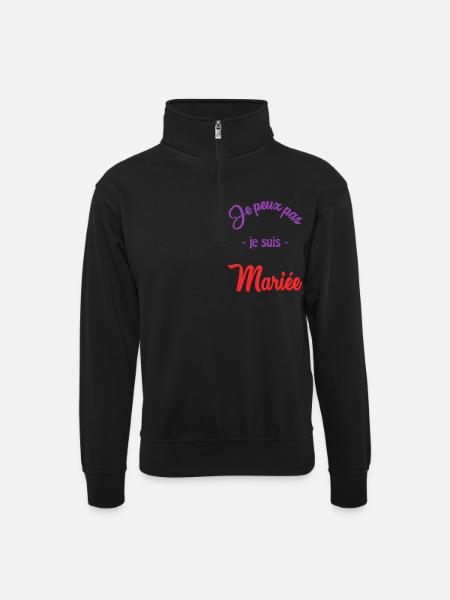 WEDDING. BRIDE-TO-BE - Unisex sweater with zip collar - black