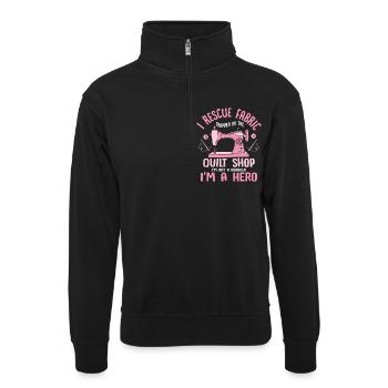 Je sauve le tissu piégé dans la boutique de courtepointe Quilter - Sweat col montant zippé unisexe - noir - Devant