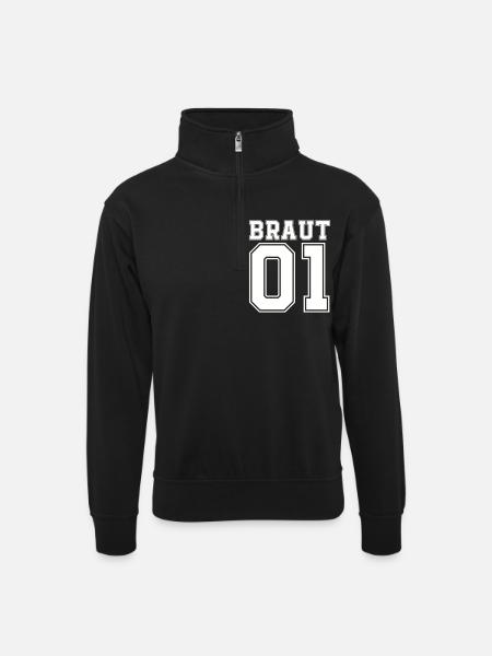 braut 01 - Unisex Pullover mit Zip-Kragen - Schwarz