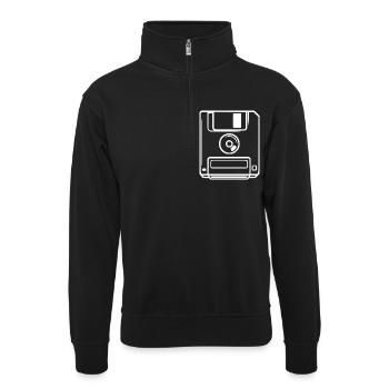 Retro Floppy Disk - Unisex sweater with zip collar - black - Front