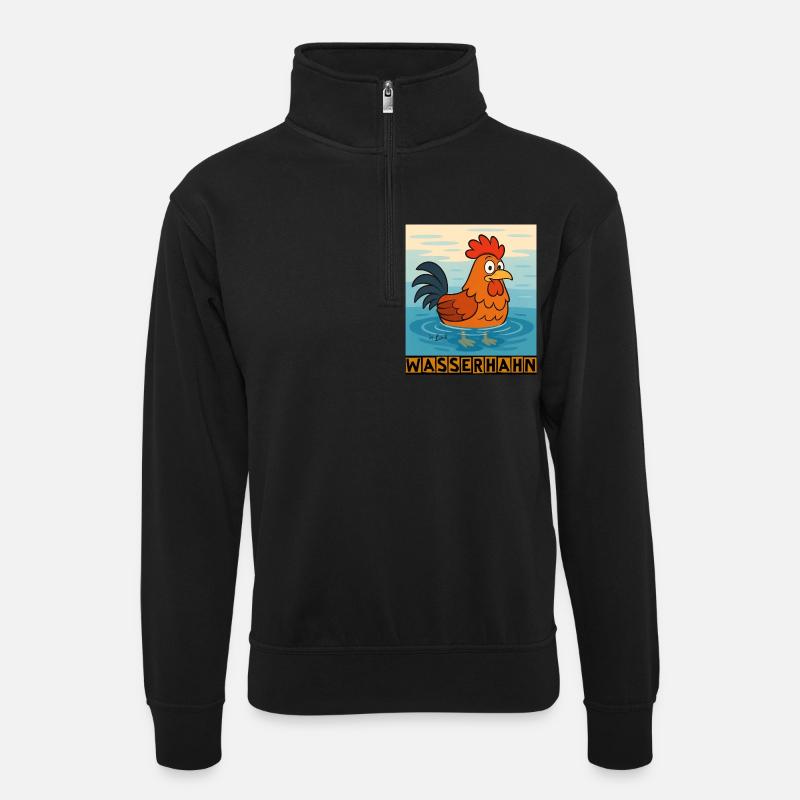 Wasserhahn by Rico Beck - Unisex Pullover mit Zip-Kragen - Schwarz