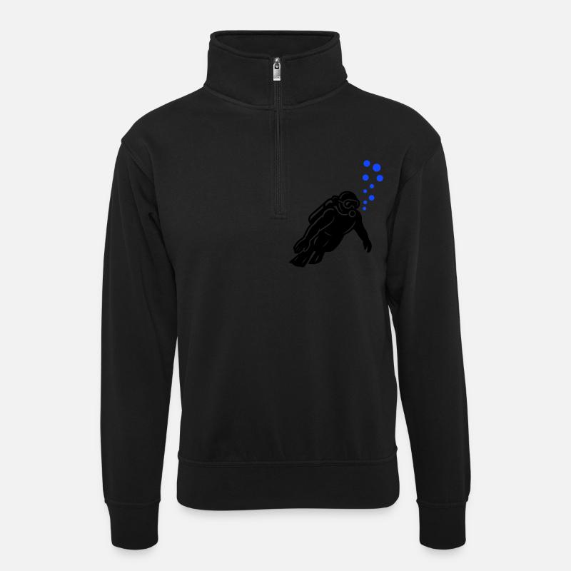 Silhouette de plongeur - Sweat col montant zippé unisexe - noir
