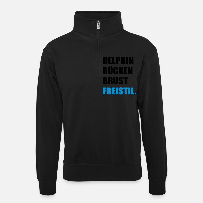 schwimmen - Unisex Pullover mit Zip-Kragen - Schwarz