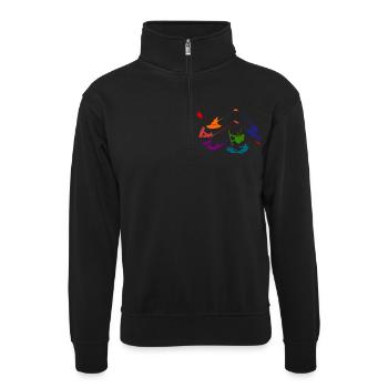 Kitesurfing - Unisex Pullover mit Zip-Kragen - Schwarz - Vorne