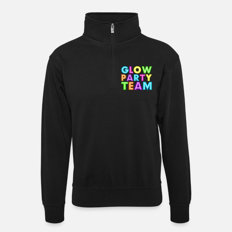Glow Party Team - Unisex Pullover mit Zip-Kragen - Schwarz