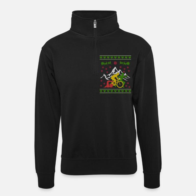 Triathlon Ugly Christmas Jumper - Unisex Pullover mit Zip-Kragen - Schwarz