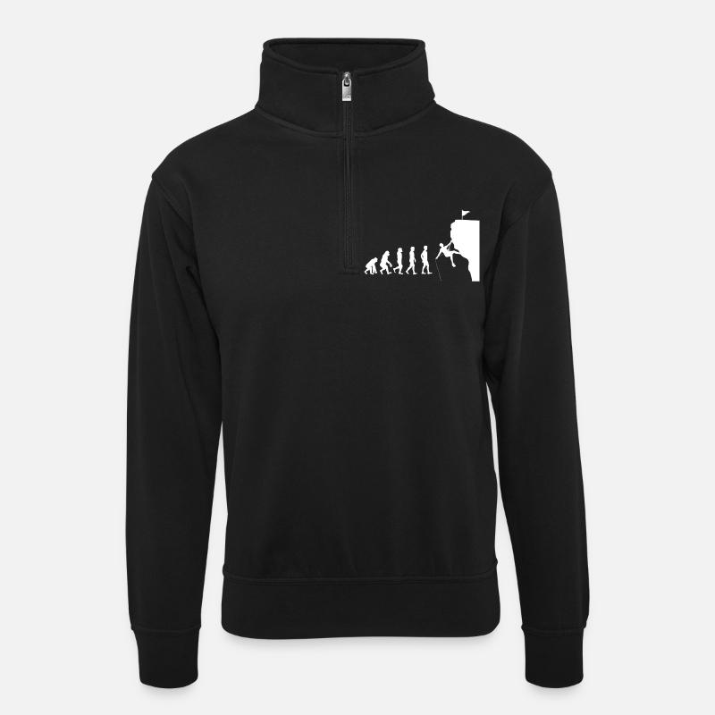Evolution climbing - Unisex sweater with zip collar - black