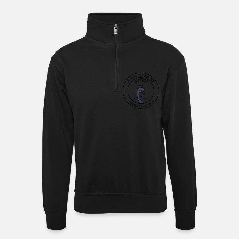 émeu - Sweat col montant zippé unisexe - noir
