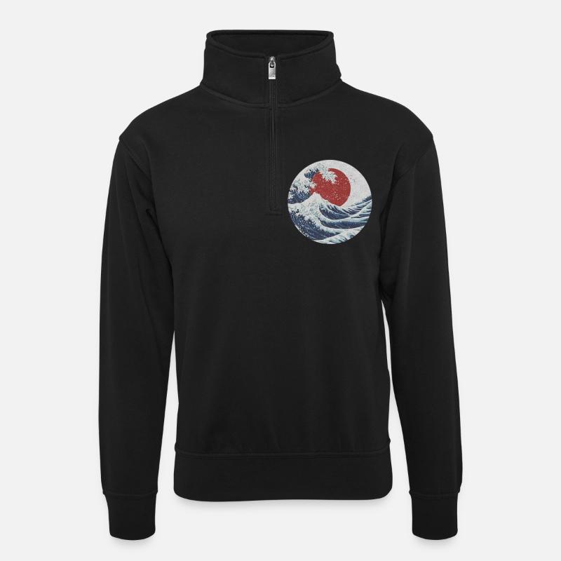 Wilde Meerlandschaft - Unisex Pullover mit Zip-Kragen - Schwarz
