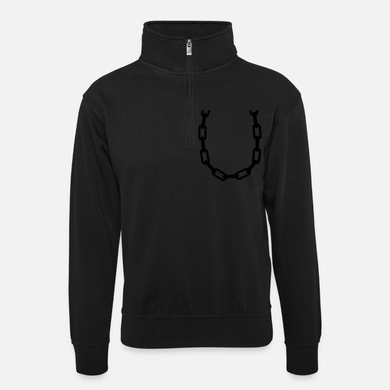 chain - Unisex Pullover mit Zip-Kragen - Schwarz