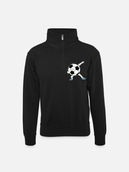 Dabbing Dab Soccer Ball Player Game Sport Elf - Unisex sweater with zip collar - black