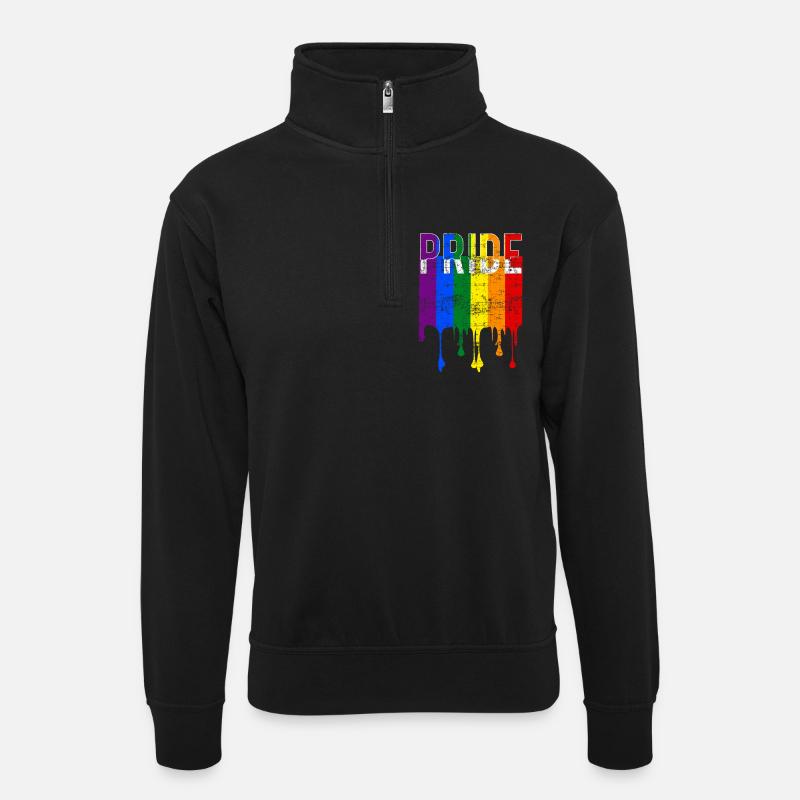 Gay pride rainbow banner - Unisex sweater with zip collar - black
